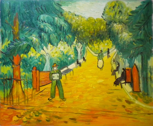 store falso d'autore Entrata nei giardini pubblici di Arles di Vincent Van Gogh